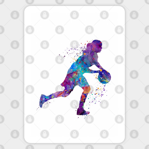 Basketball Girl Colorful Watercolor Silhouette Sticker by LotusGifts